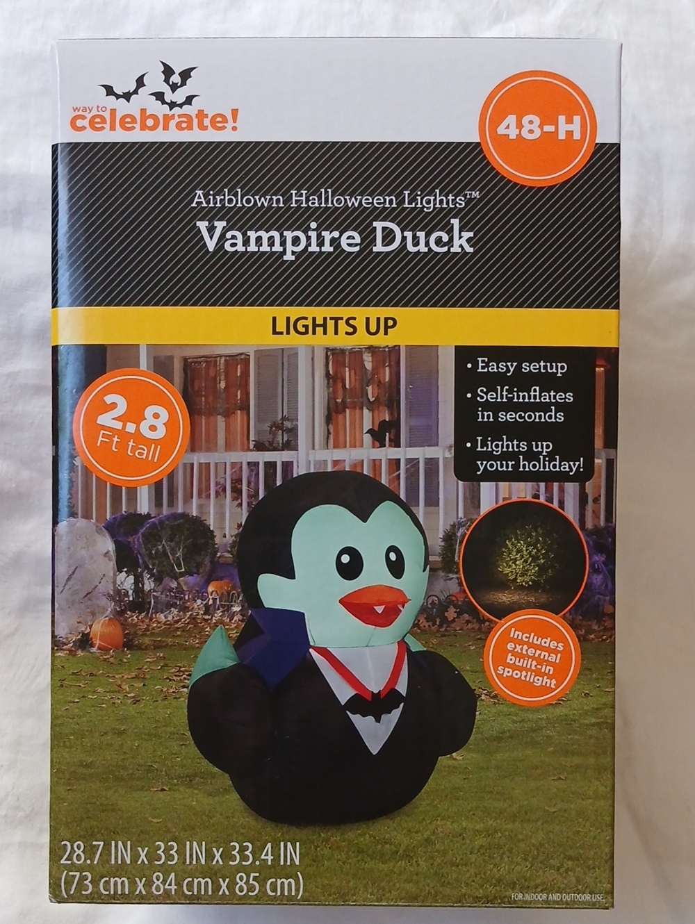 Halloween Inflatable Light Up Vampire Ducky, 2.8 Foot Lawn Decoration New 2026